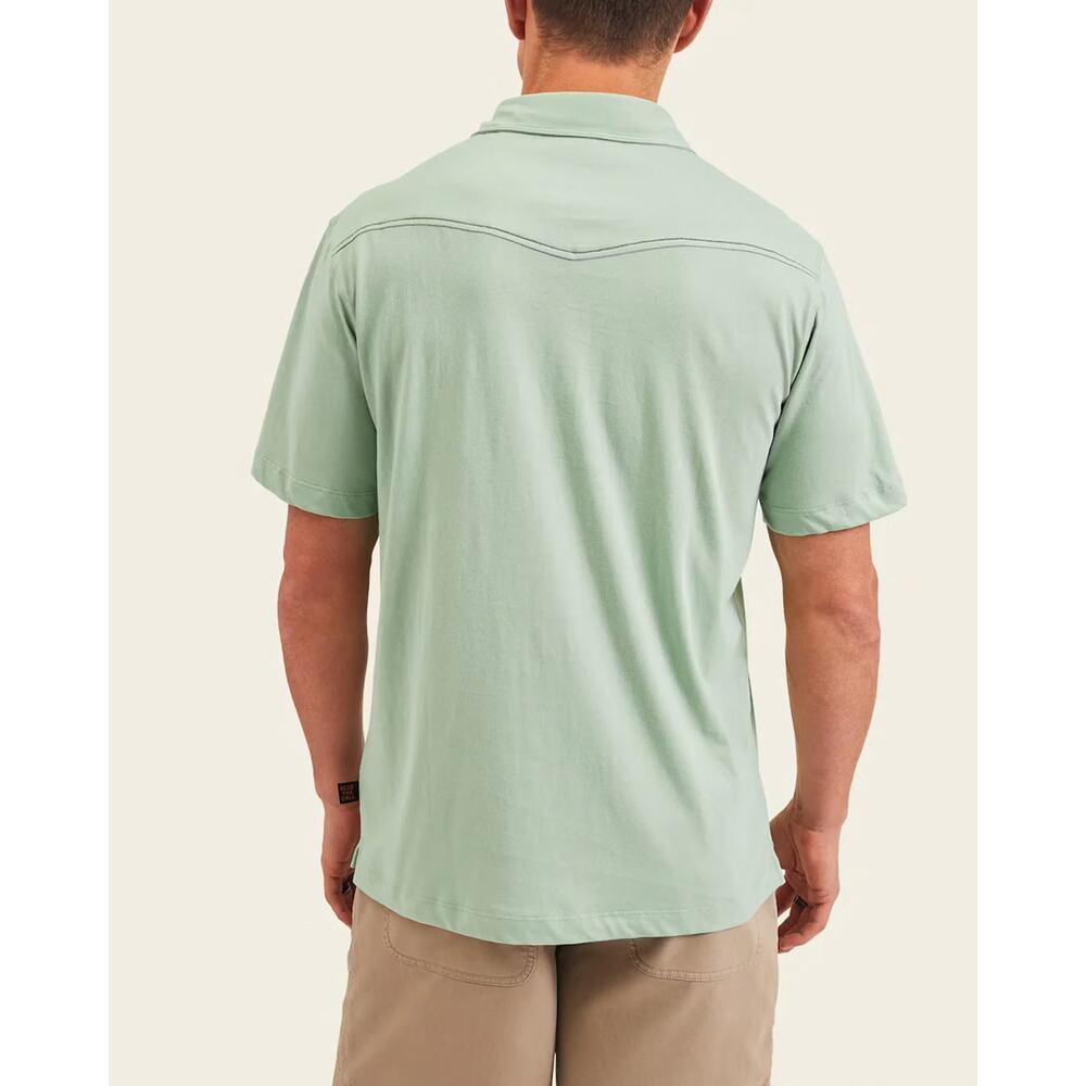 Howler Brothers Ranchero Western Pearl Snap Polo Green Cotton Shirt Mens M - Picture 8 of 11